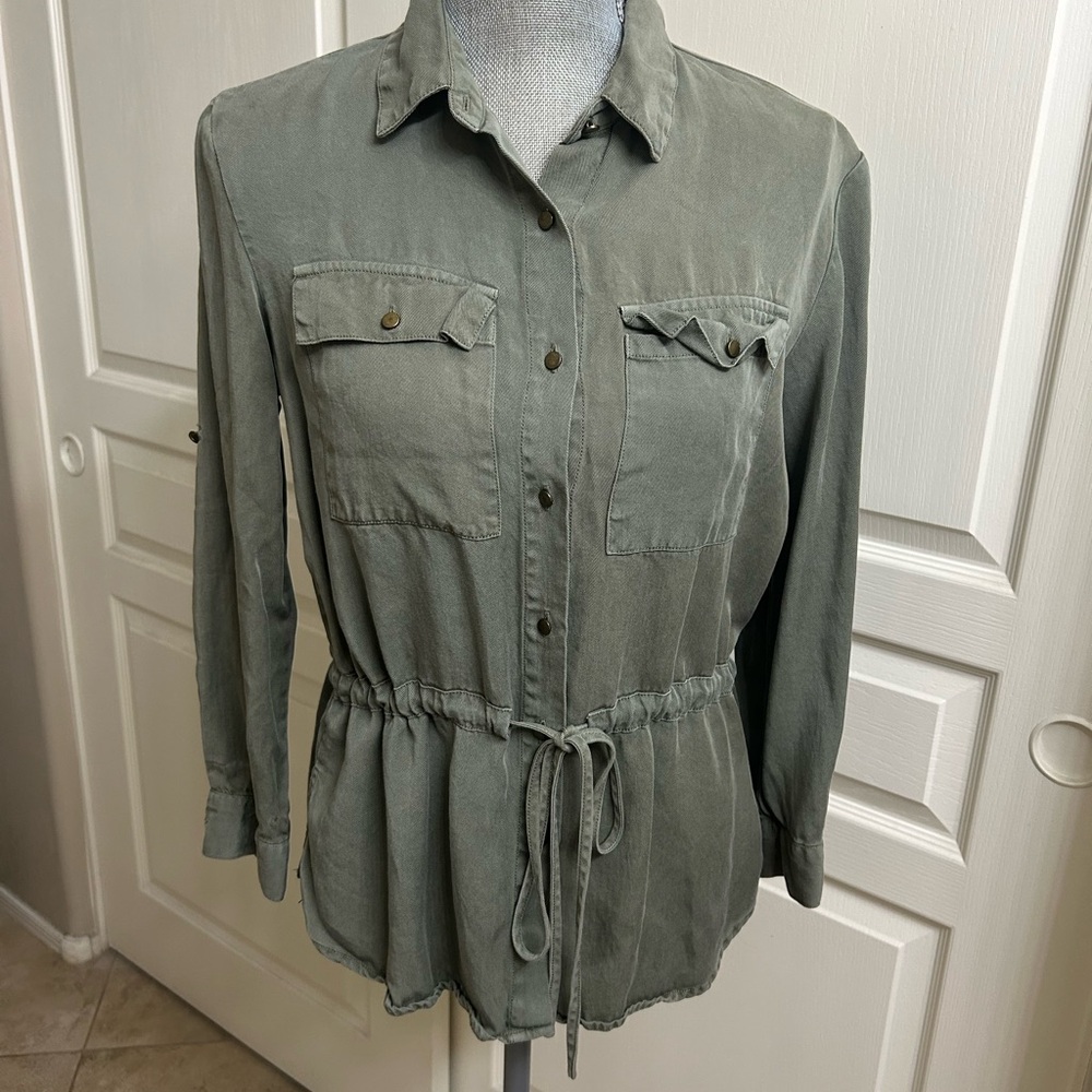 Women's Green Button-Up Shirt